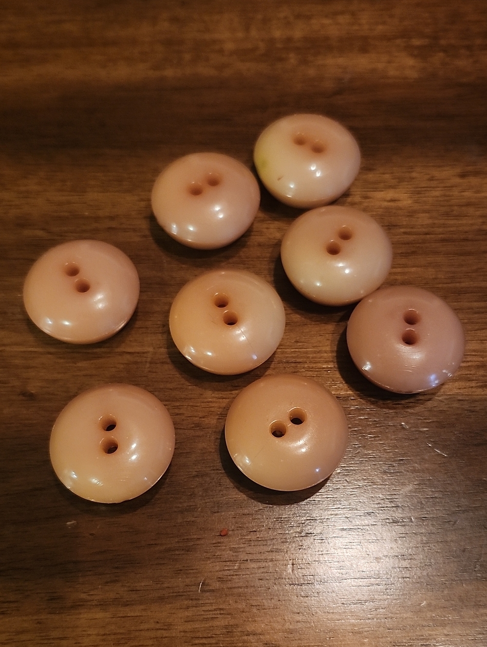 Vintage 2 Hole Buttons, Set Of 8 Almond Butternut Colouring